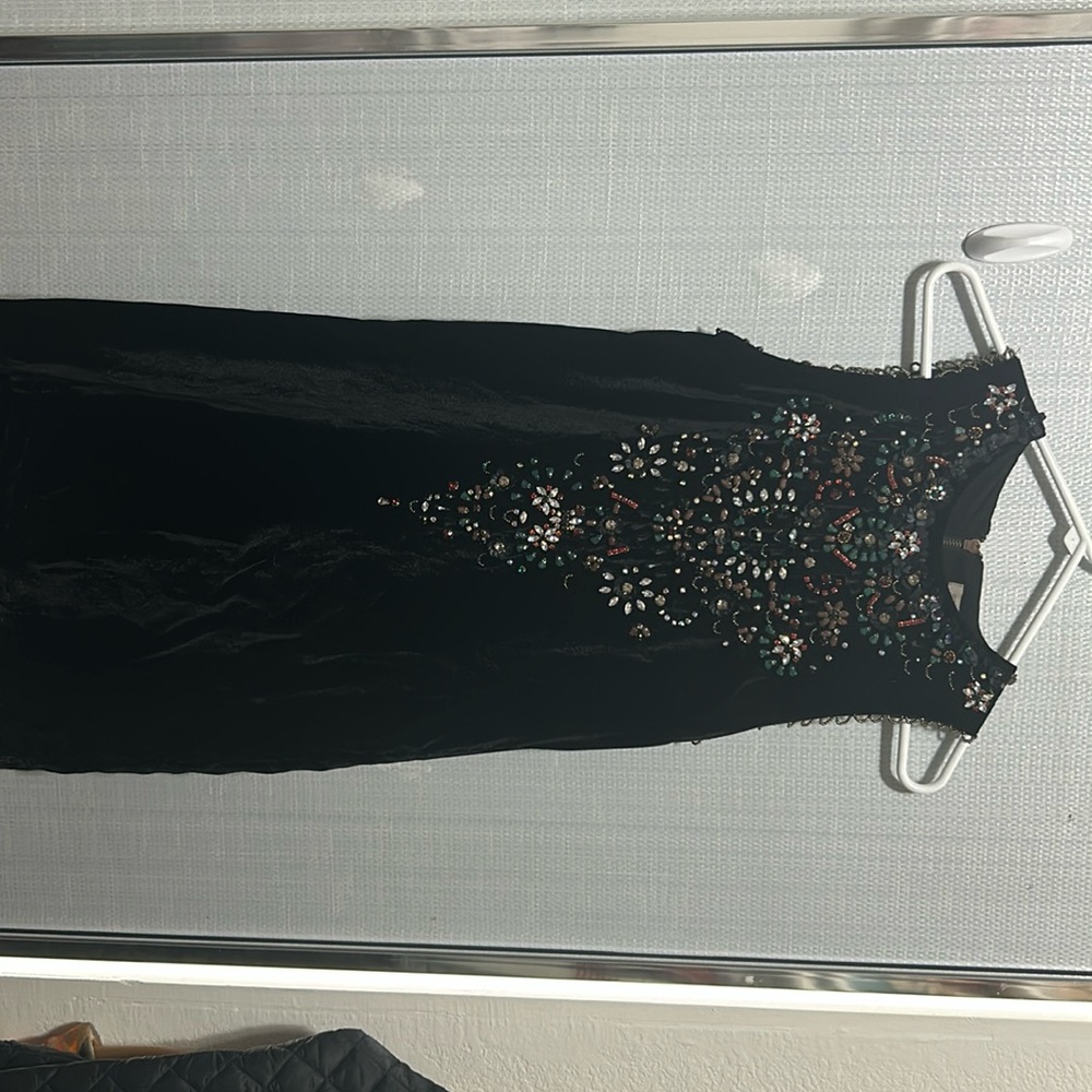 Women’s velvet dress with beading